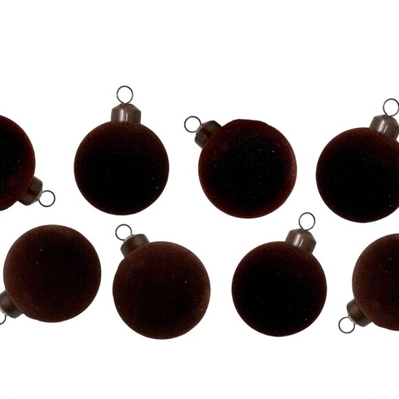 NWT Box of 8 Flocked Velvet Fabric Christmas Ball Ornaments - Picture 7 of 7